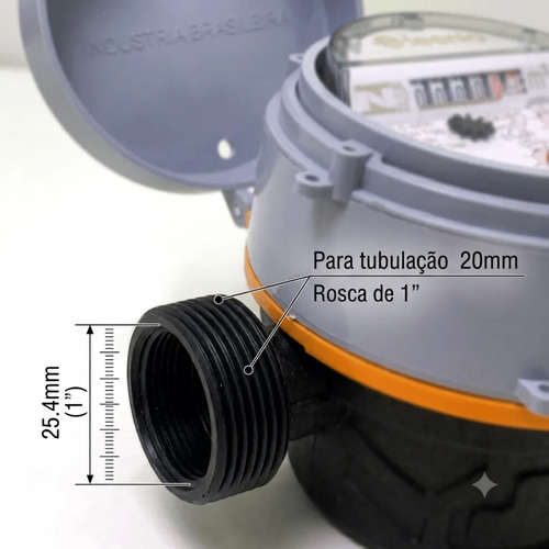 HIDROMETRO UNIJATO Q3 2,5 R80 DN20 115MM - PRE EQUIPADO - COMPOSITE - LN + KIT DE CONEXÕES - Imagem 7